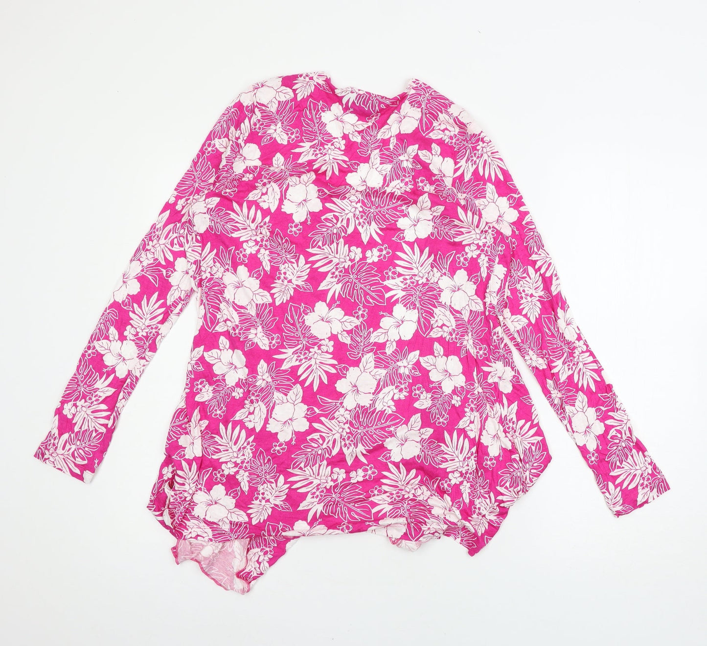 B.You Womens Pink Floral Jersey Cardigan Jumper Size 14