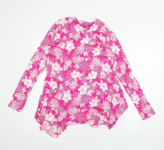 B.You Womens Pink Floral Jersey Cardigan Jumper Size 14