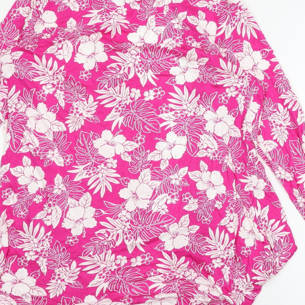 B.You Womens Pink Floral Jersey Cardigan Jumper Size 14