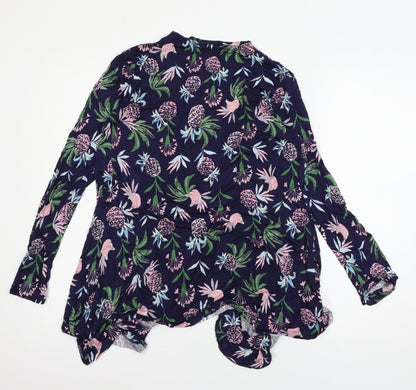 Be You Womens Blue Floral Jersey Cardigan Jumper