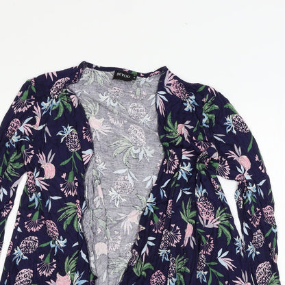 Be You Womens Blue Floral Jersey Cardigan Jumper