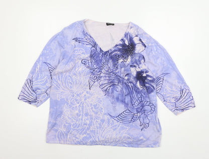 Gerry Weber Womens Blue Geometric Knit Pullover Jumper Size 20