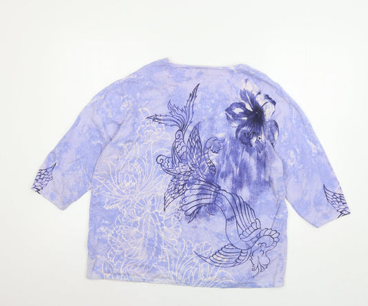 Gerry Weber Womens Blue Geometric Knit Pullover Jumper Size 20