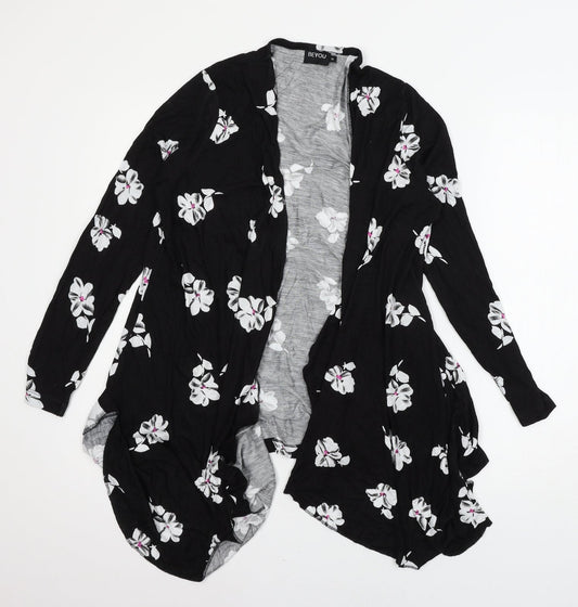 Be You Womens Black Floral Jersey Cape Jumper Size 14
