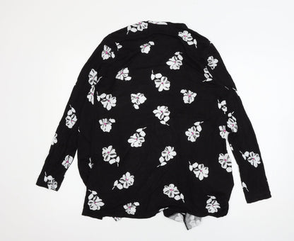 Be You Womens Black Floral Jersey Cape Jumper Size 14