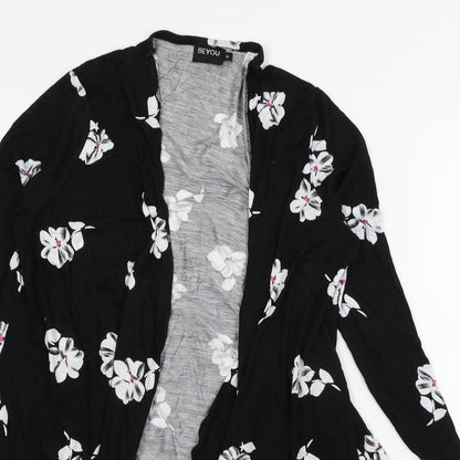 Be You Womens Black Floral Jersey Cape Jumper Size 14
