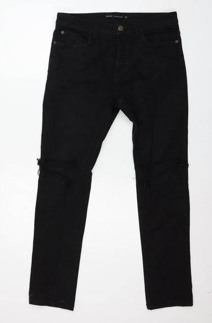 Mens UK Size 32 in Brave Soul Regular Fit Straight Black Jeans