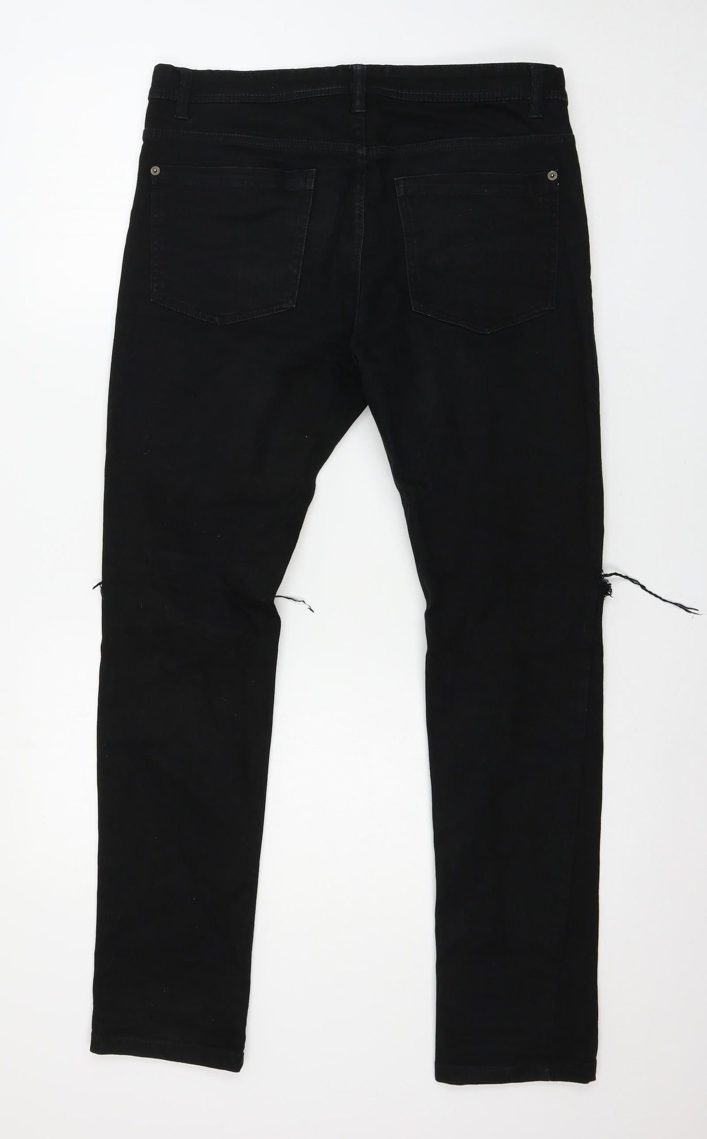 Mens UK Size 32 in Brave Soul Regular Fit Straight Black Jeans