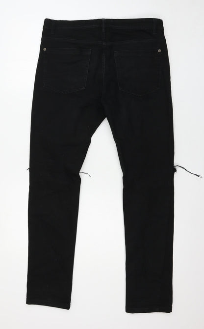 Mens UK Size 32 in Brave Soul Regular Fit Straight Black Jeans