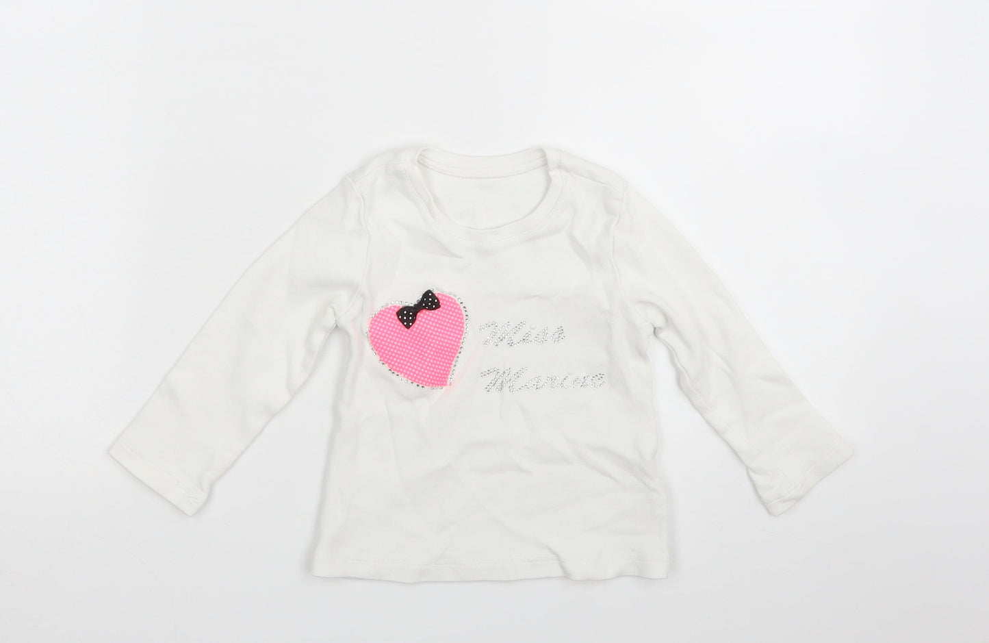 Preworn Girls White Geometric  Basic T-Shirt Size 3 Years