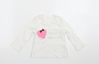 Preworn Girls White Geometric  Basic T-Shirt Size 3 Years