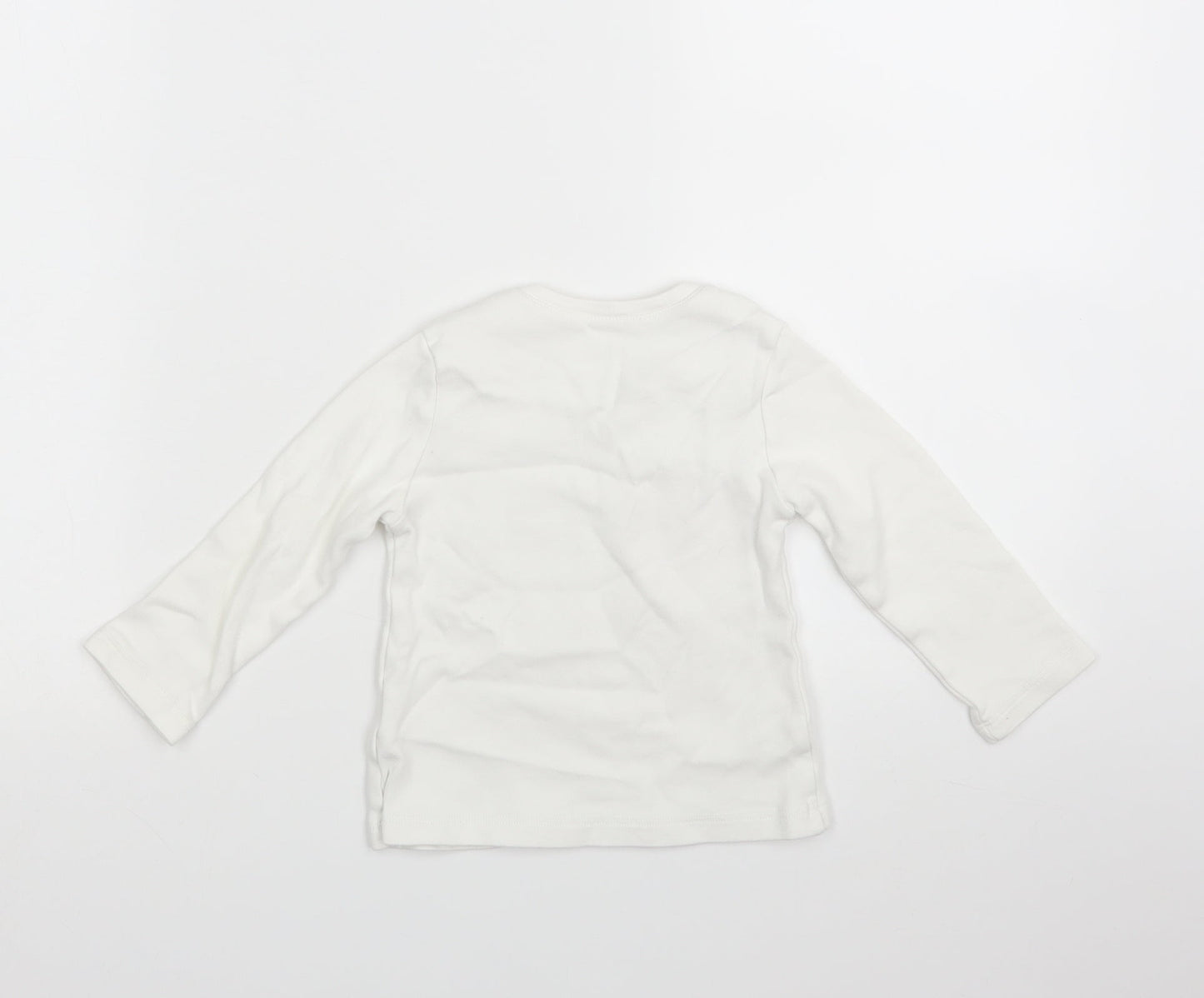 Preworn Girls White Geometric  Basic T-Shirt Size 3 Years