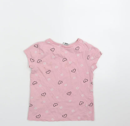 DISNEY  Girls Pink Geometric  Basic T-Shirt Size 3-4 Years