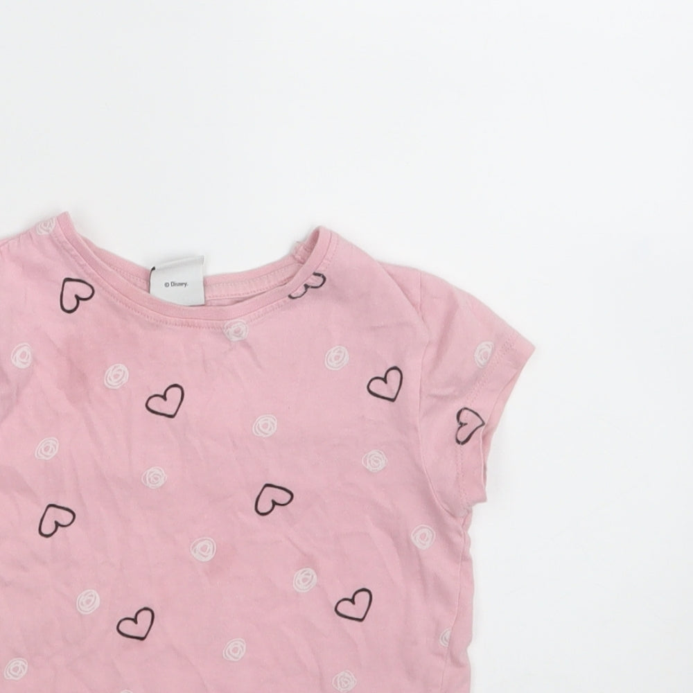 DISNEY  Girls Pink Geometric  Basic T-Shirt Size 3-4 Years