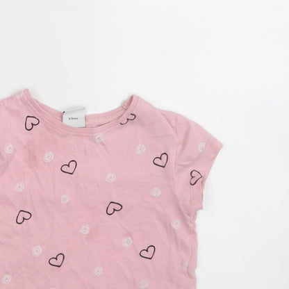 DISNEY  Girls Pink Geometric  Basic T-Shirt Size 3-4 Years