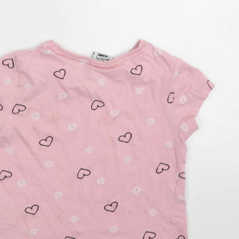 DISNEY  Girls Pink Geometric  Basic T-Shirt Size 3-4 Years
