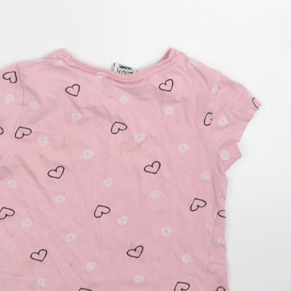 DISNEY  Girls Pink Geometric  Basic T-Shirt Size 3-4 Years