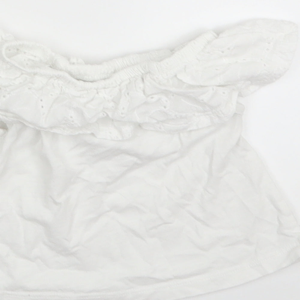 Brand and care label for M&Co girls’ white basic t-shirt, size 3-4, years
