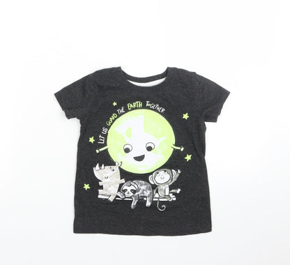 SO CUTE Baby Grey Animal Print  Basic T-Shirt Size 18-24 Months