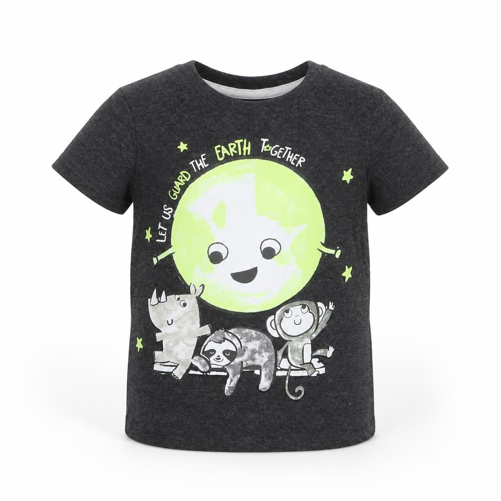 Front view of SO CUTE Baby Grey Animal Print Basic T-Shirt, size 18-24, Months
