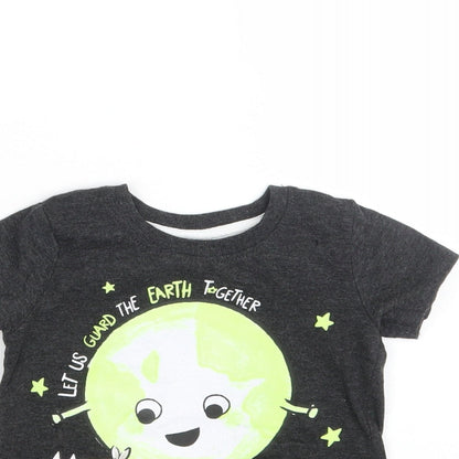 SO CUTE Baby Grey Animal Print  Basic T-Shirt Size 18-24 Months