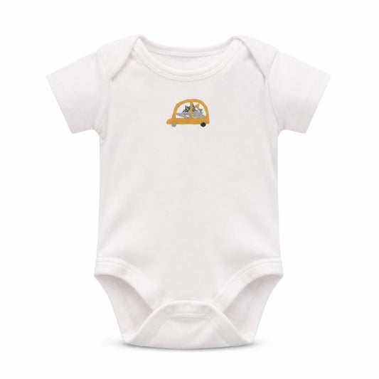 Front view of Tu boys’ multicoloured geometric babygrow one-piece size newborn