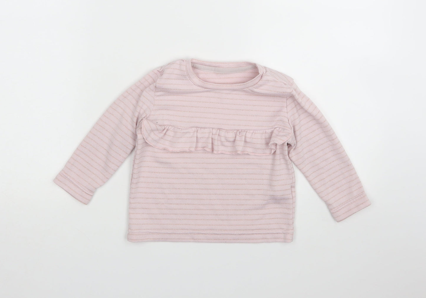 Matalan Girls Pink Striped  Basic T-Shirt Size 12-18 Months