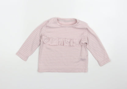 Matalan Girls Pink Striped  Basic T-Shirt Size 12-18 Months