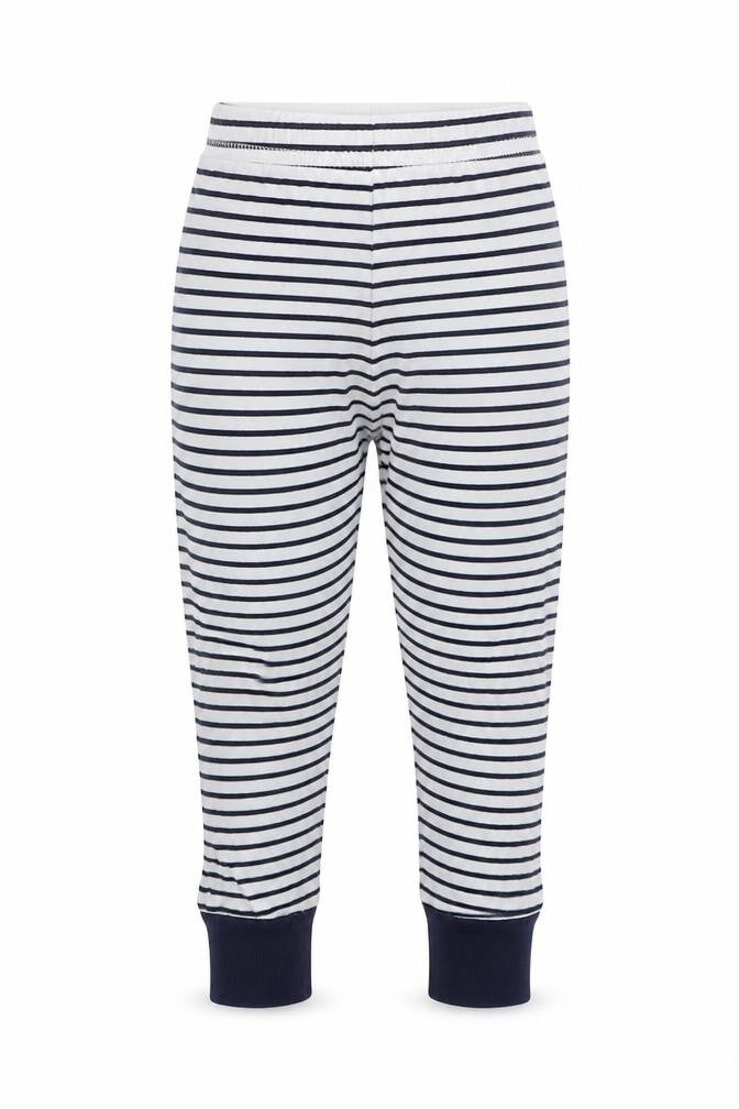 Front view of George girls’ blue striped capri trousers, size 3-4, years