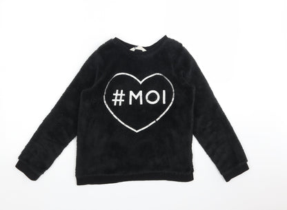 H&M Girls Black Geometric  Pullover Jumper Size 9-10 Years