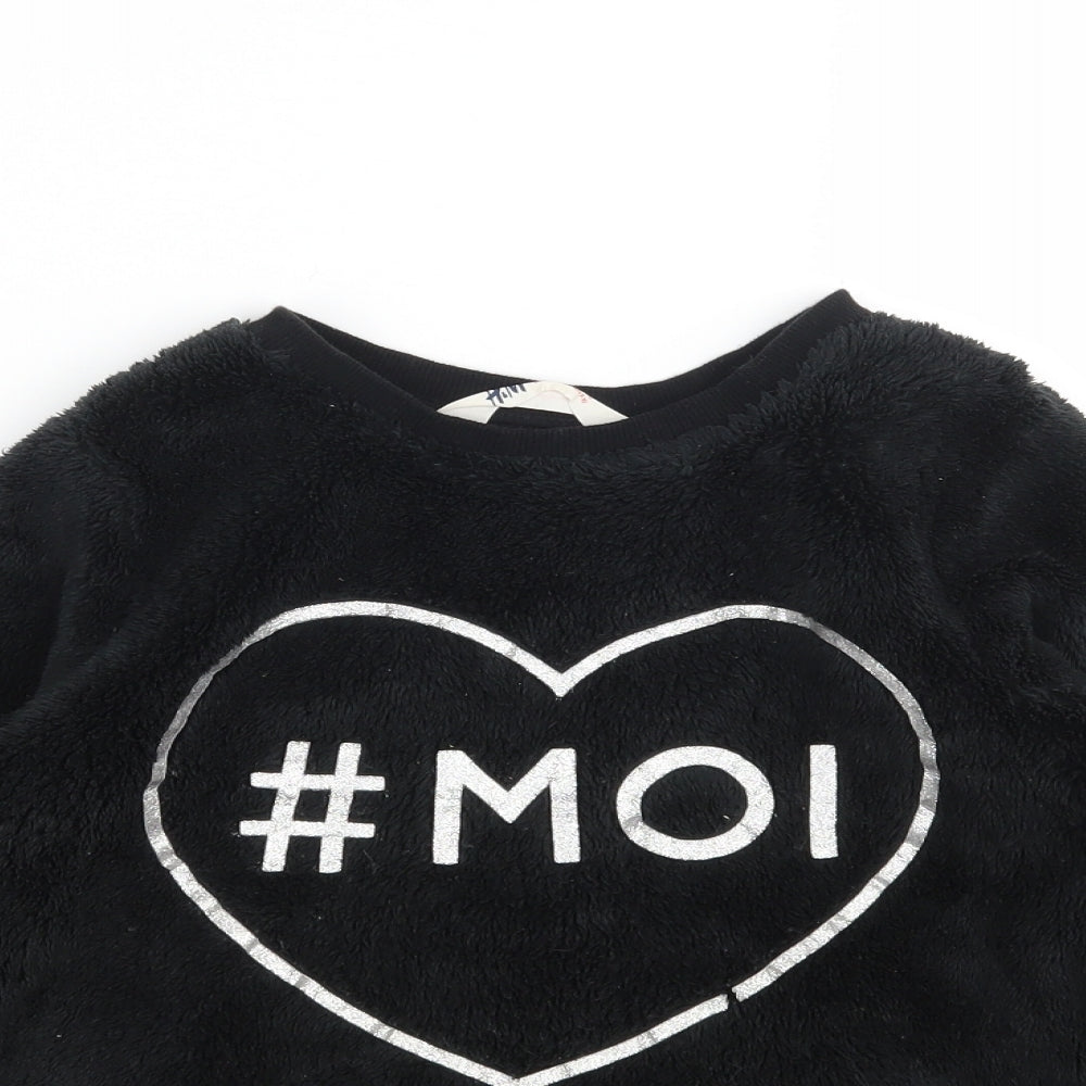H&M Girls Black Geometric  Pullover Jumper Size 9-10 Years