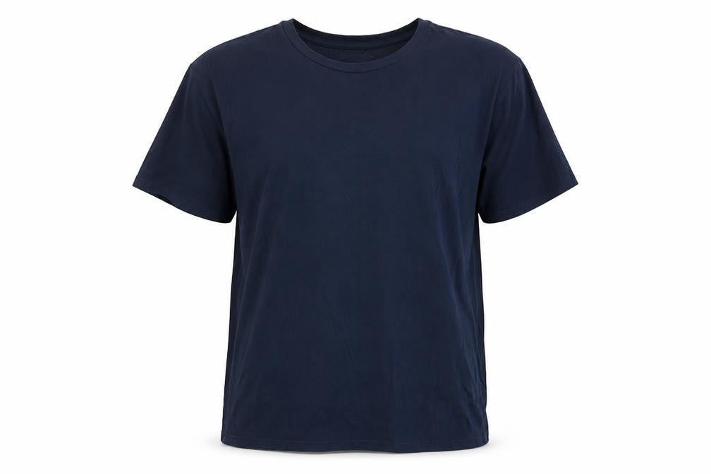 Front view of Marks & Spencer men’s blue t-shirt, size 14