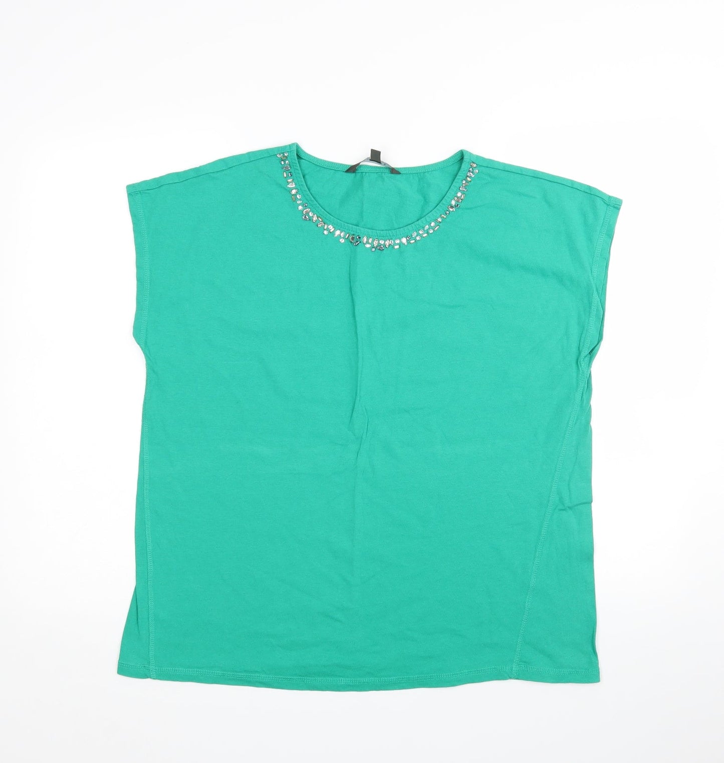 Womens UK Size 10 LOVE TEES Green Basic T-Shirt
