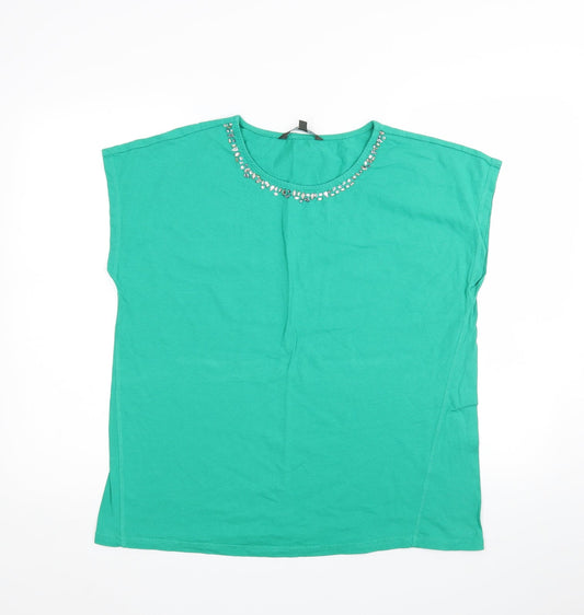 Womens UK Size 10 LOVE TEES Green Basic T-Shirt