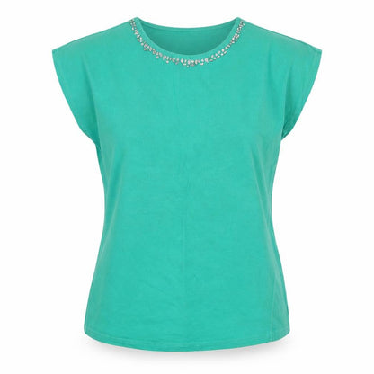 Womens UK Size 10 LOVE TEES Green Basic T-Shirt