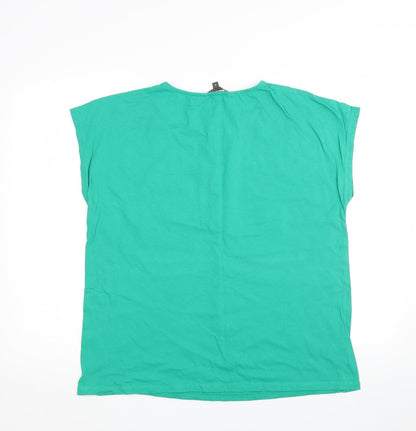 Womens UK Size 10 LOVE TEES Green Basic T-Shirt