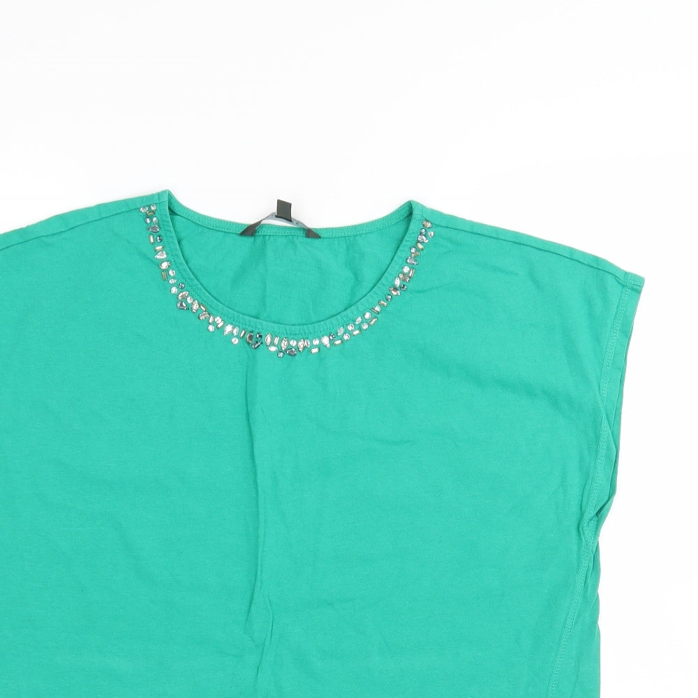 Womens UK Size 10 LOVE TEES Green Basic T-Shirt