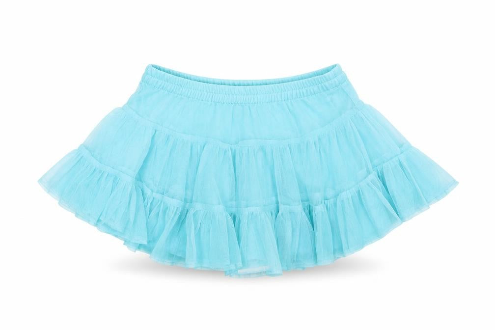 Front view of Cherokee girls’ blue flare skirt, size 2-3, years