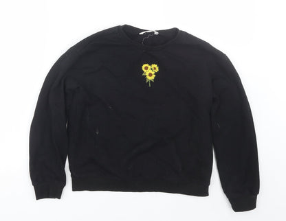 Shien Girls Black   Pullover Sweatshirt Size 11-12 Years  - Flowers