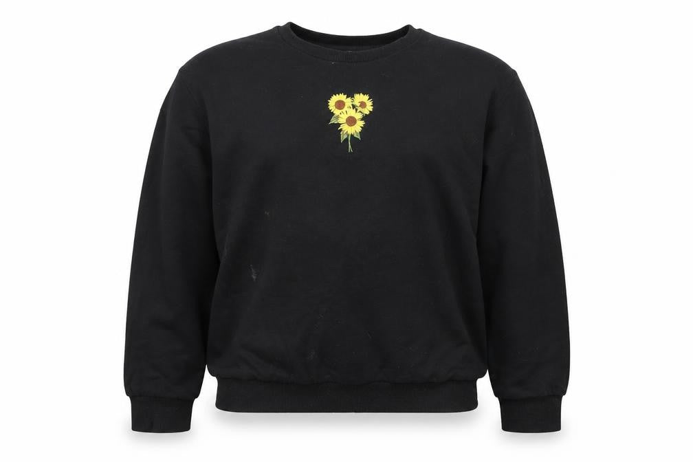 Front view of SHEIN Shien girls’ black pullover sweatshirt, size 11-12, years - flowers