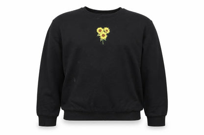Front view of SHEIN Shien girls’ black pullover sweatshirt, size 11-12, years - flowers