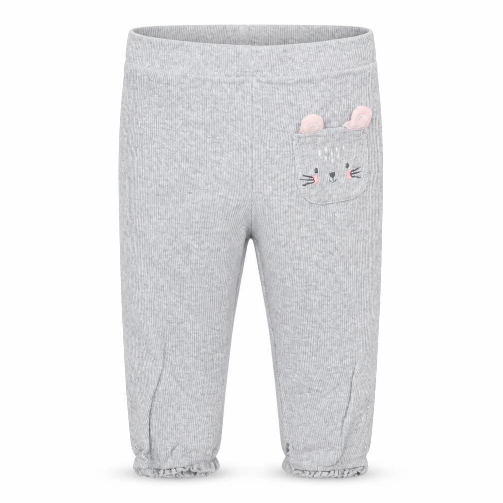 Front view of F&F Baby Grey Capri Trousers, size 6-9, Months