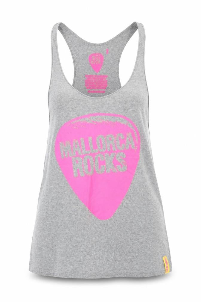 Front view of Ibiza Rocks women’s grey basic tank, size S