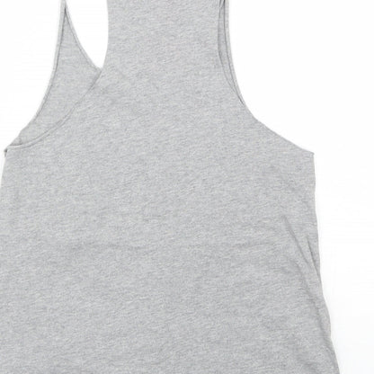 Brand and care label for Ibiza Rocks women’s grey basic tank, size S