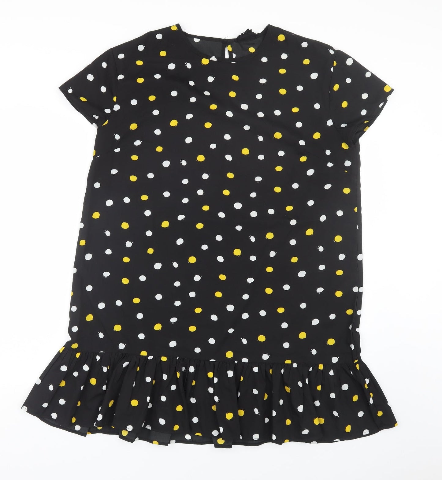 Wednesday Girl Womens Black Polka Dot  Basic T-Shirt Size L