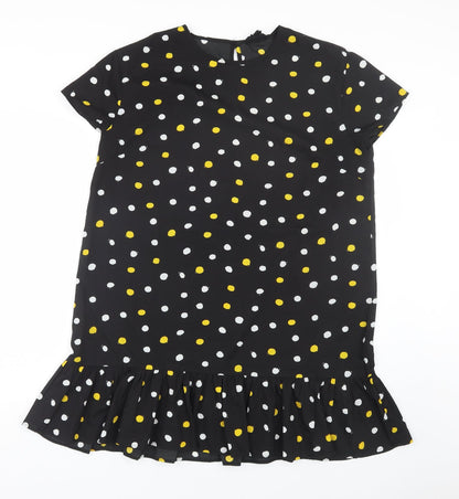 Wednesday Girl Womens Black Polka Dot  Basic T-Shirt Size L
