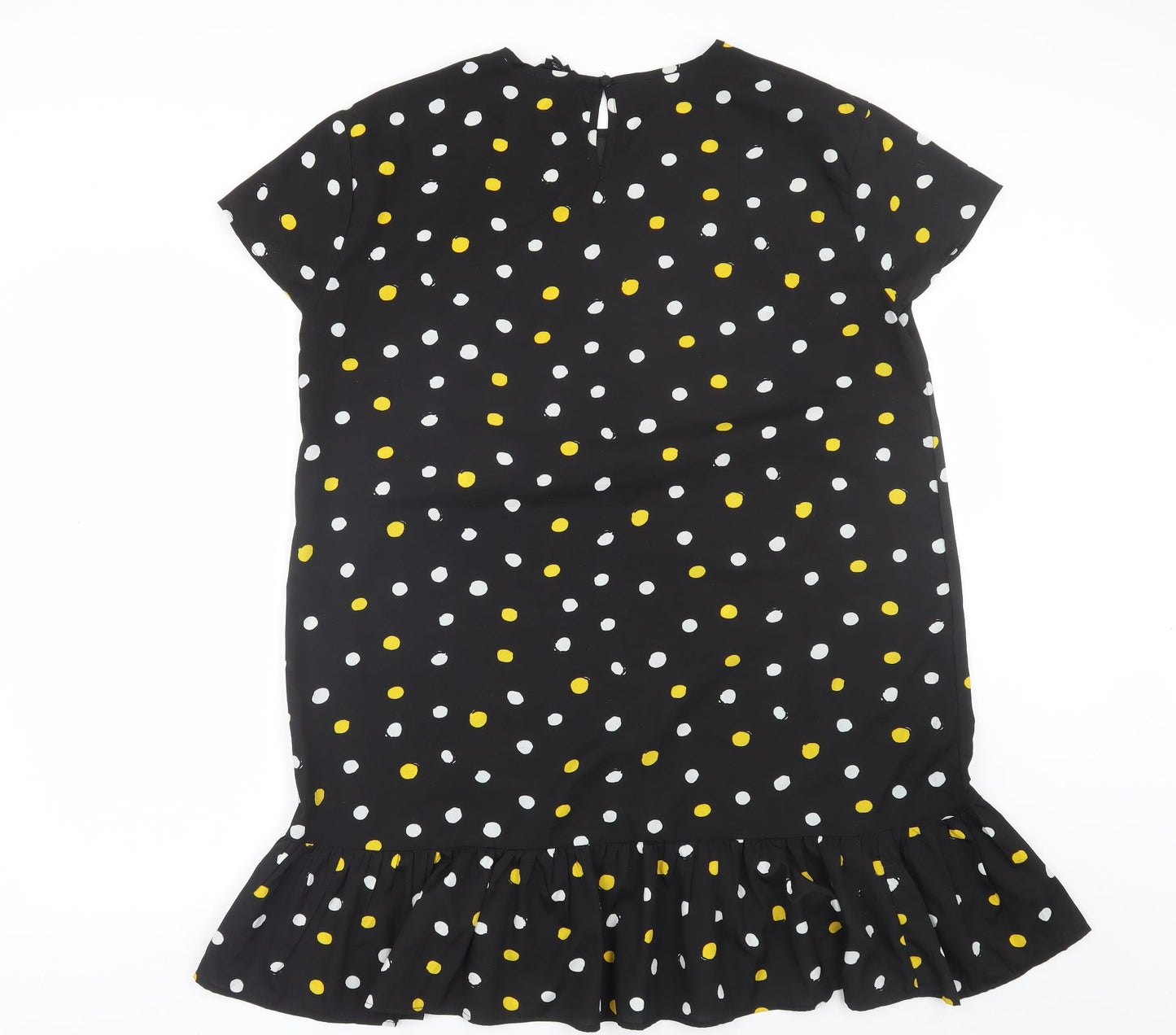 Wednesday Girl Womens Black Polka Dot  Basic T-Shirt Size L