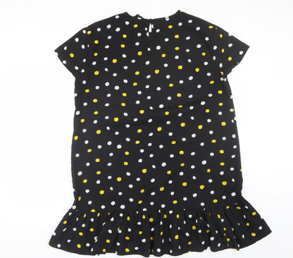 Wednesday Girl Womens Black Polka Dot  Basic T-Shirt Size L