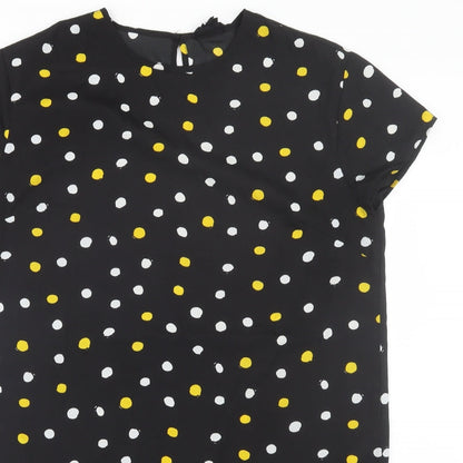 Wednesday Girl Womens Black Polka Dot  Basic T-Shirt Size L