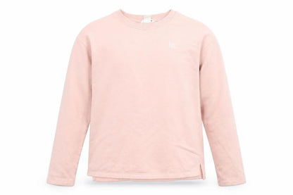 Front view of H&M girls’ pink pullover sweatshirt, size 13-14, years